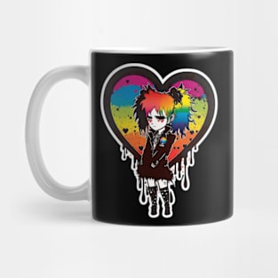 Heart shaped Punk sticker with cool hair Mug